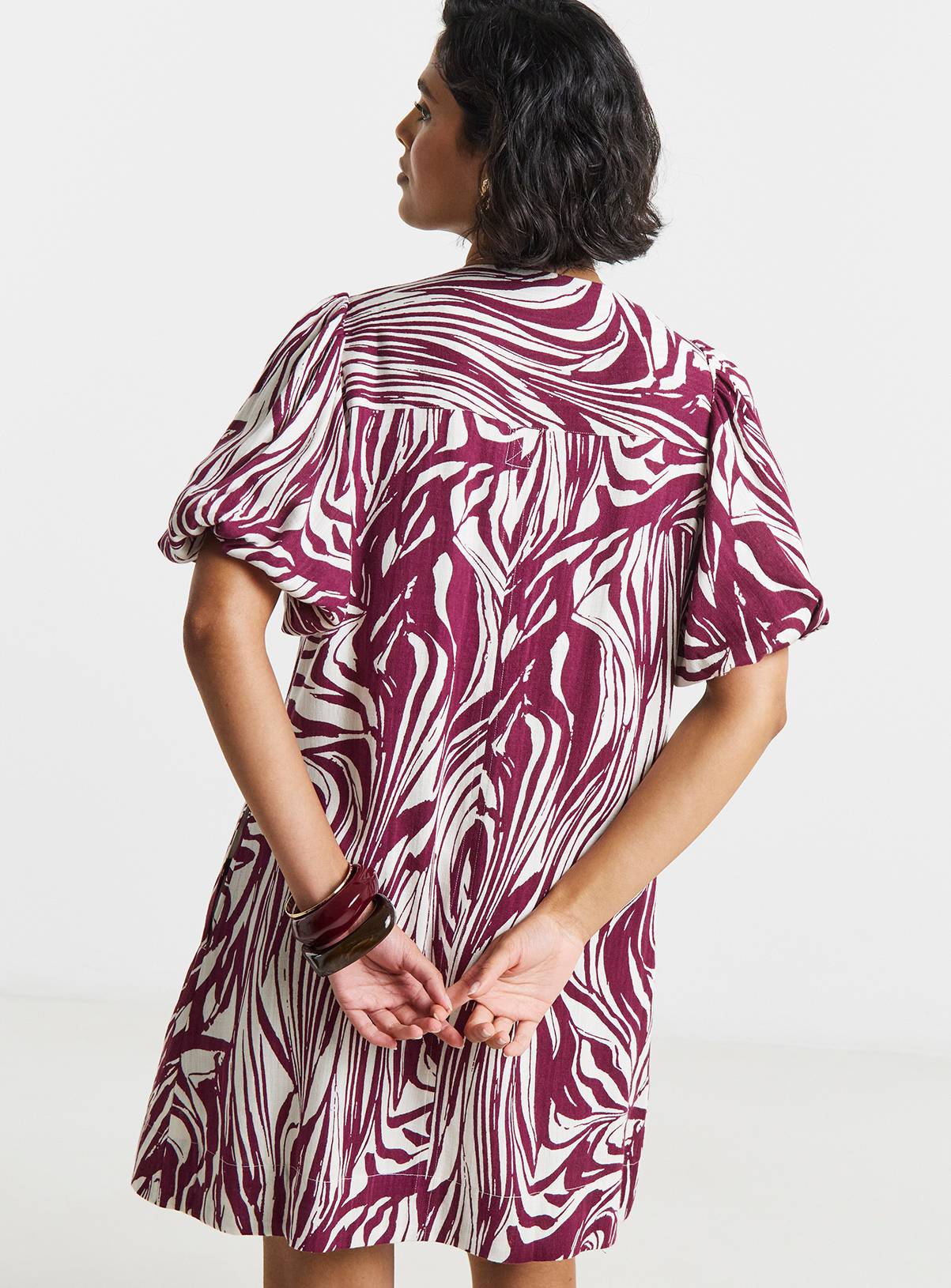 SIMPLY BE Printed Linen Button Up Shift Dress 28 - Image 2